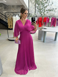 Paya | Elegantes Midikleid mit V‑Ausschnitt – Rosa/Rot