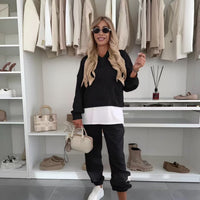 Bronie – Oversized Kapuzenpullover Mit Jogginghose – Schwarz