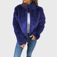 Alina | Warme Fleecejacke Damen Teddy modern chic – Blau