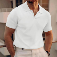 T-Shirt Herren - Offener Polokragen mit kurzen Ärmeln | Rekken – Weiß