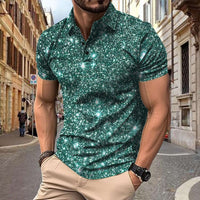 Herren Polo - Slim Fit mit kurzen Ärmeln und Glitzerprint | Trendy – Grün
