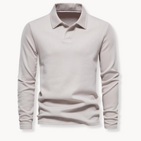 Herren Polo - Slim Fit mit langen Ärmeln und offener Kragen | Arbeit – Beige
