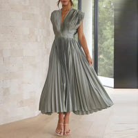 Abendkleid für Damen - Elegantes Maxi Brautjungfernkleid – Grau