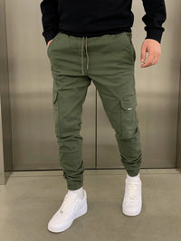 Cargohose für Herren - Sommer Premium Slim Fit Baumwoll-Stretch Hose – Grün
