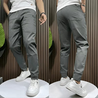 Cargohose für Herren - Slim Fit Stretch Sommerstoffhosen Mit Taschen – Dunkelgrau
