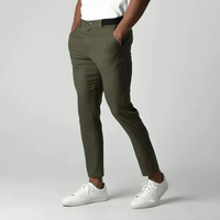 Chinohose für Herren - Stretch Slim Fit Sommerstoffhosen mit Gummibund – Grün