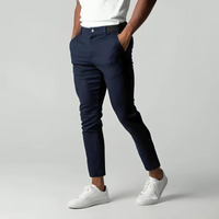 Chinohose für Herren - Stretch Slim Fit Sommerstoffhosen mit Gummibund – Marine