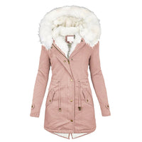 Winterjacke Damen Lang Mit Kapuze | Parka Mit Reißverschluss und Kordelzug – Rosa