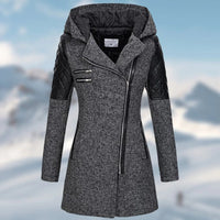 Winterjacke Damen Mit Kapuze | Lang Geschnitten Mit Reißverschluss – Dunkelgrau