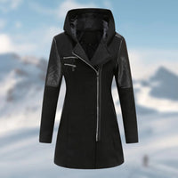 Winterjacke Damen Mit Kapuze | Lang Geschnitten Mit Reißverschluss – Schwarz
