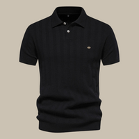 Valentin Strick-Poloshirt mit Knopfleiste – Schwarz