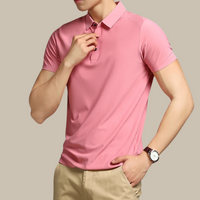 Poloshirt für Herren - Stilvolles Kurzarm-Poloshirt für den Sommerurlaub – Rosa