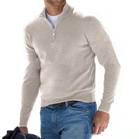 Herren Half Zip Langarm Pullover – Beige