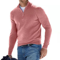 Herren Half Zip Langarm Pullover – Rosa
