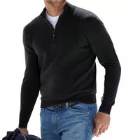 Herren Half Zip Langarm Pullover – Schwarz