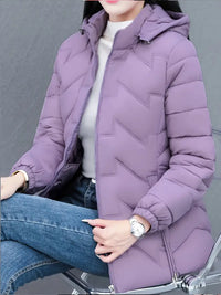 Iremela | Schicker Damen Wintermantel - Lässige kurze Jacke mit Stehkragen – Lila