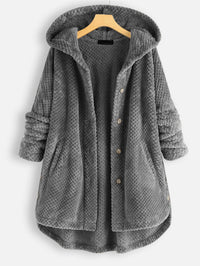 Damen Winter Wendejacke mit Kapuze - Warmes Fleece – Grau