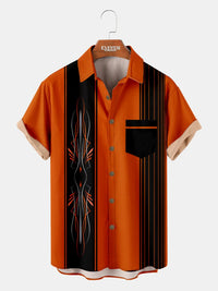 Luca | Herren Kurzarm Streifen Hemd – Orange