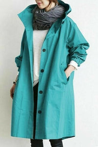 Damen Wasserdichte Funktions-Windjacke mit Kapuze – Ozeanblau