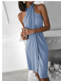 Kalina | Stilvolles Lockeres Kleid Mit Knoten Für Damen – Hellblau