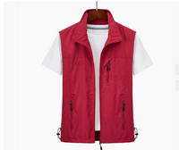 Herren Ärmellose Winddichte Reißverschluss Jacke | Draußen – Rot
