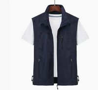 Herren Ärmellose Winddichte Reißverschluss Jacke | Draußen – Blau