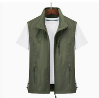 Herren Ärmellose Winddichte Reißverschluss Jacke | Draußen – Grün