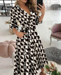 Damen Wickelkleid mit Riemen - Eleganter Schnitt, Vielseitig Tragbar – Große Polka Dots