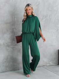 Riley | Stehkragen Weites Bein Jumpsuit – Grün