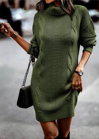 Elin | Grob gestricktes Damen Kleid lässig & elegant – Grün