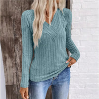 Leni | Strukturierter Streifen Pullover – Pfauenblau