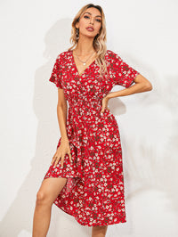 Jolina | Damen Sommer-Blumenkleid – Rot
