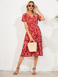 Jocelyn | Elegantes Sommerkleid mit Blumendruck – Rot