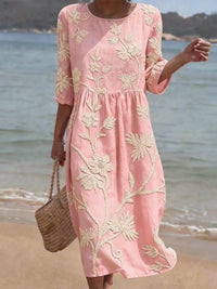 Raquel | Abito Vintage Ricamato – Rosa chiaro