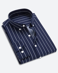 Gestreiftes Herren Business Hemd – Dunkelblau