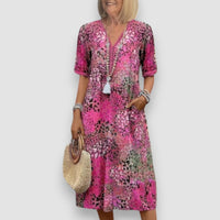 Isla | Elegantes gemustertes Kleid – Rosa