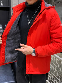 Reignith | Stilvoller solider Fleece-Puffermantel für Männer mit Taschen – Rot