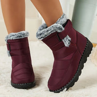 Klebaraith | Modische einfarbige Schneestiefel für Frauen mit runder Zehe – Rot