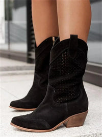 Wynona | Schicke Cowboy Stiefel mit Reißverschluss – Schwarz