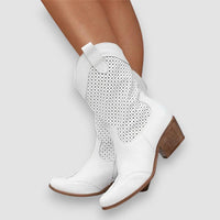 Aubrey | schicke Cowboystiefel mit Reißverschluss – Weiß