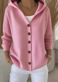 Isabel | Damen Casual Kapuze Strickjacke – Rosa