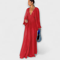 Marienna – Maxikleid mit kunstvollem Faltenfall – Sommerrot