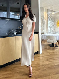 Luisa | Elegantes Herbstkleid – Aprikose