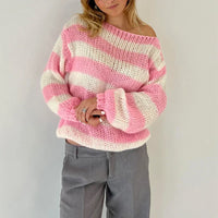Lasindrae | Blauer Pullover im Old Money Stil – Rosa