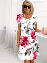 Brigitte | Elegante fließende Kleid mit Volants – Weiß