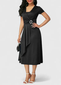 Sophie | Klassisches Midi-Kleid mit Stil & Komfort – Schwarz