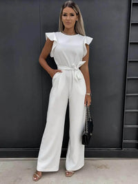 Edith Sommerlicher Jumpsuit | Leichter, stilvoller Jumpsuit für Damen mit weitem Bein – Weiß