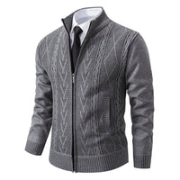 Elias | Zip-Up Vintage Cardigan – Hellgrau