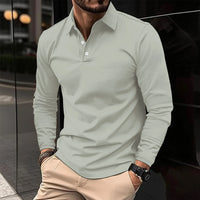 Gideon | Herren Klassisches Langarm Poloshirt – Grau
