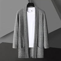 Hendrik | Herren Offene Wasserfall Front Strickjacke – Grau
